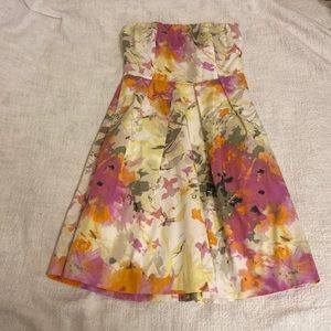 J. Crew strapless spring wedding guest dress.